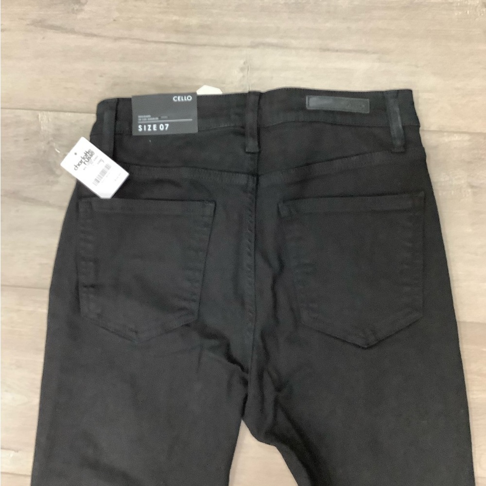 Charlotte Russe 7 Medium Jeans Destroyed Black Stacked Skinny Stretch Torn NWT - Picture 6 of 9
